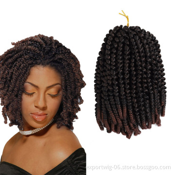 Spring Twist Crochet Braiding Hair 8 Inch Bomb Twist Crochet Braids Low Temperature Synthetic Curly Hair Extension